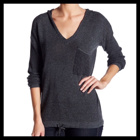 Democracy Tops - NWOT Democracy Hooded Knit V Neck Hoodie